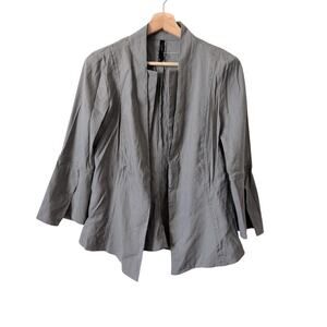 Porto San Francisco Blazer Jacket Size 1 Small Gray Linen Rayon Lagenlook Chic